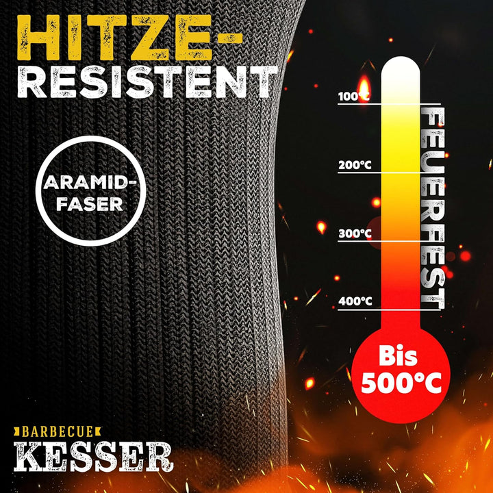 KESSER® Grillhandschuhe hitzebeständig bis 500° XXL | Ofenhandschuhe Atmungsaktiv & mit rutschfestem