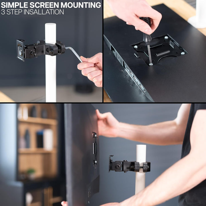 VIVO Mount-POLE01 Universal-Halterung aus Stahl mit abnehmbarer 75 mm und 100 mm VESA-Platte, passen