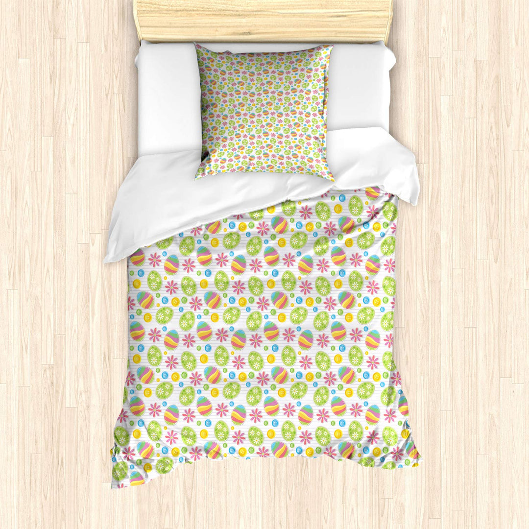 ABAKUHAUS Ostern Bettbezug Set für Einzelbetten, Patchwork-Art Bunte, Milbensicher Allergiker geeign