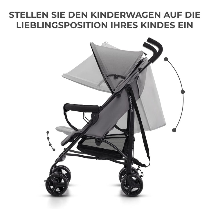 Kinderkraft TIK Kinderwagen, Liegebuggy, Sportwagen, Leicht - 6,5kg, Drehbare Vorderräder, Verstellb