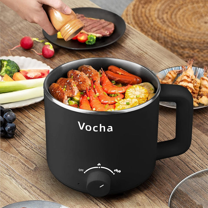 Vocha Elektrische Hot Pot Topf, 1.6L Kleiner Elektrischer Kochtopf, Tragbare Schneller Nudelkocher,