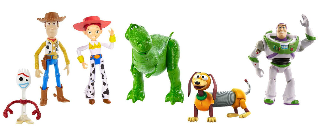 Mattel Disney und Pixar Toy Story 4 Spielset mit Figuren, Ausflugsabenteuer, 6er-Pack mit Woody, Buz