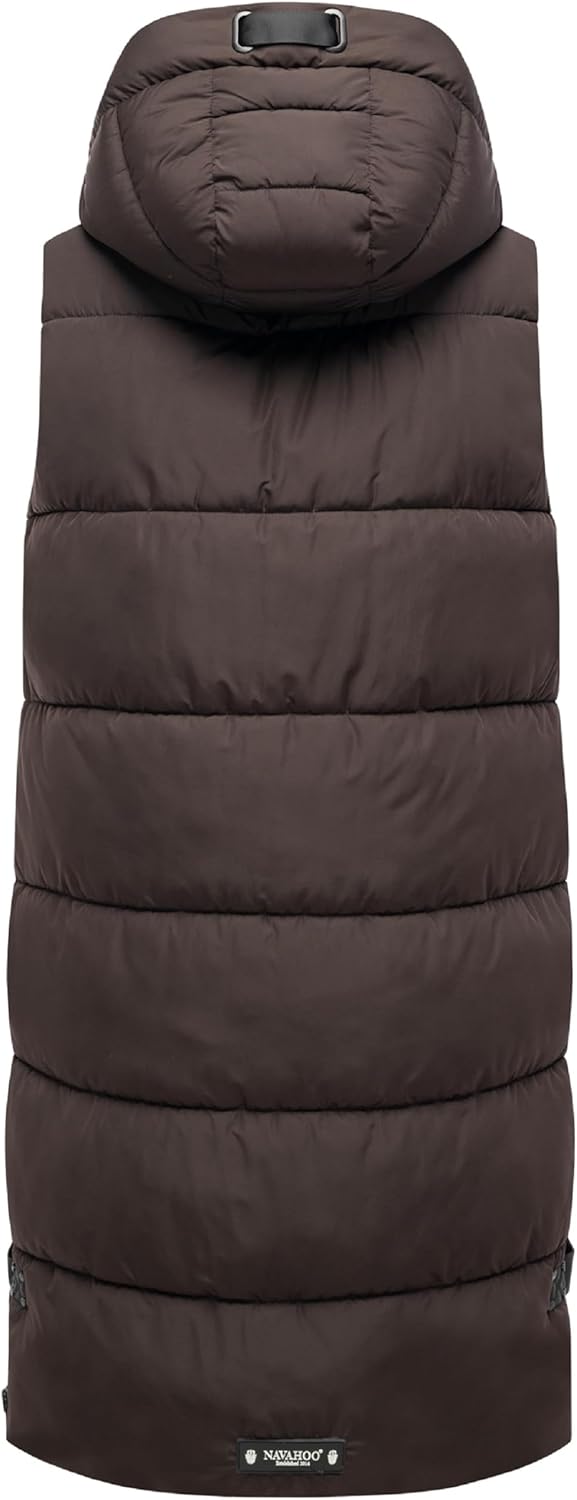 Navahoo Damen ärmellose Lange Outdoorweste warme Winterjacke Schnuffelchen XS-3XL M Choco, M Choco
