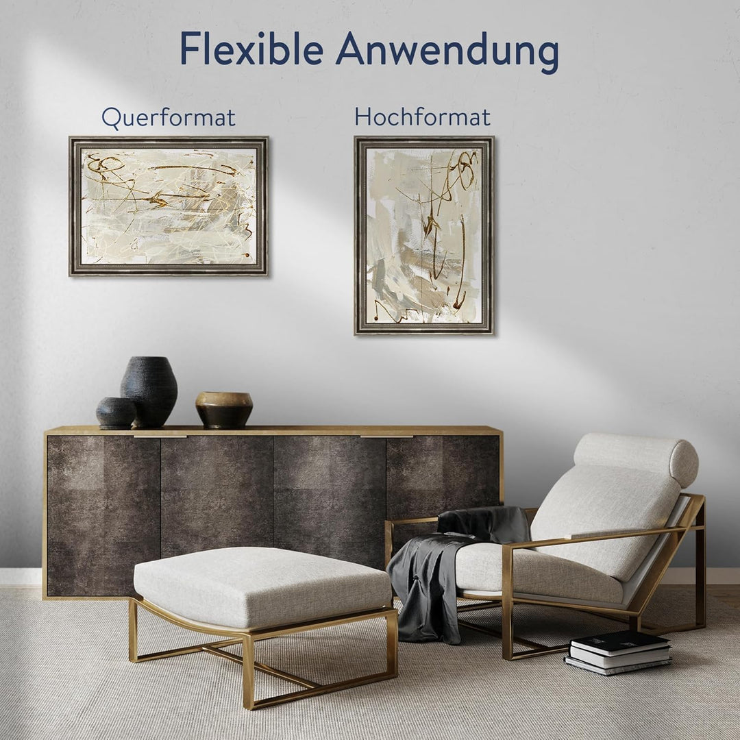 WANDStyle Bilderrahmen Antik 30x45cm I Farbe: Silber I Holzbilderrahmen I Fotorahmen I Silberner Bar