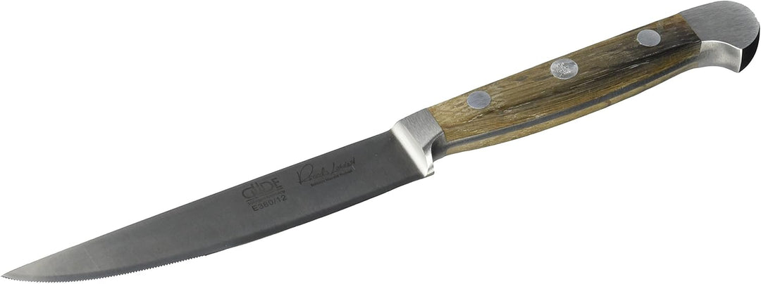 Güde Unisex Alpha Serie lemmetlengte: 12 cm Pom zwart Porterhouse Steakmesser, Eiche, Eichenholz EU