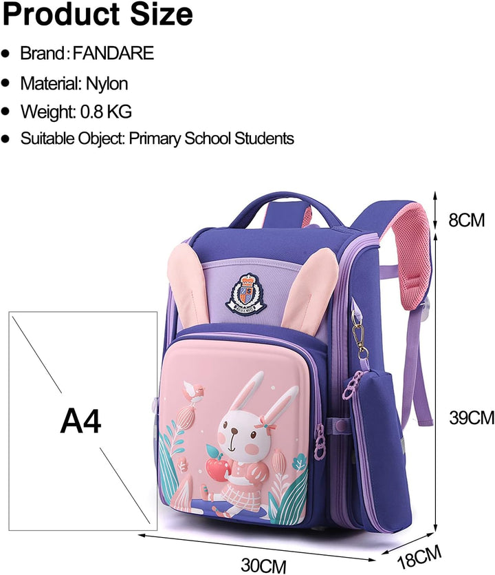 FANDARE Niedlich Kinderrucksack Schulranzen Reflektierend Schultaschen Jungen Mädchen Schulrucksack
