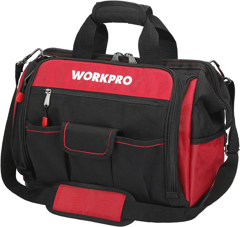 WORKPRO Elektriker Wasserdichte Werkzeugtasche Profi, weite Öffnung & grosse Kapazität 42CM/16" aus