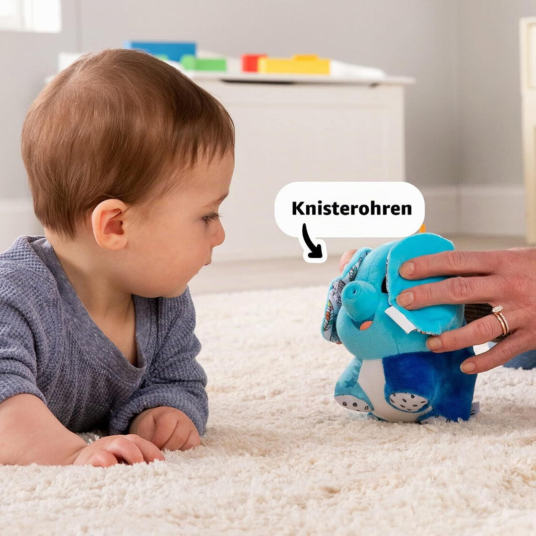 LAMAZE Puffaboo Elefant, Babyspielzeug für Neugeborene, sensorisches Spielzeug für Babys, Geschenk f