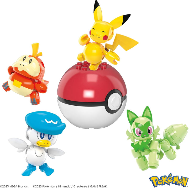 MEGA POKÉMON Paldea-Region - Pikachu und die ersten Partner-Pokémon Felori, Krokel und Kwaks, Zusamm