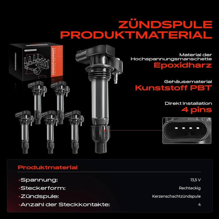 Frankberg 6x Zündspule Zündmodul Kompatibel mit Antara 3.0L 3.2L 2006-2015 Insignia A 2.8L 2008-2017