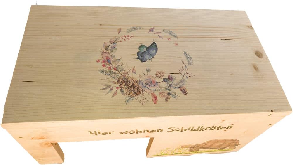 Nagerstore Schildkrötenhaus M Terrarium Schutzhaus mit Motiven, Holzlasur & Aufklappbar