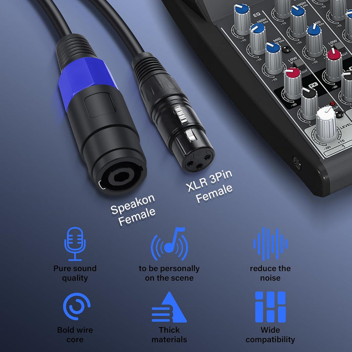 SinLoon Speakon auf XLR-Kabel, 22 AWG, Speakon auf XLR-Buchse, Audio-Verlängerungskabel mit Drehvers