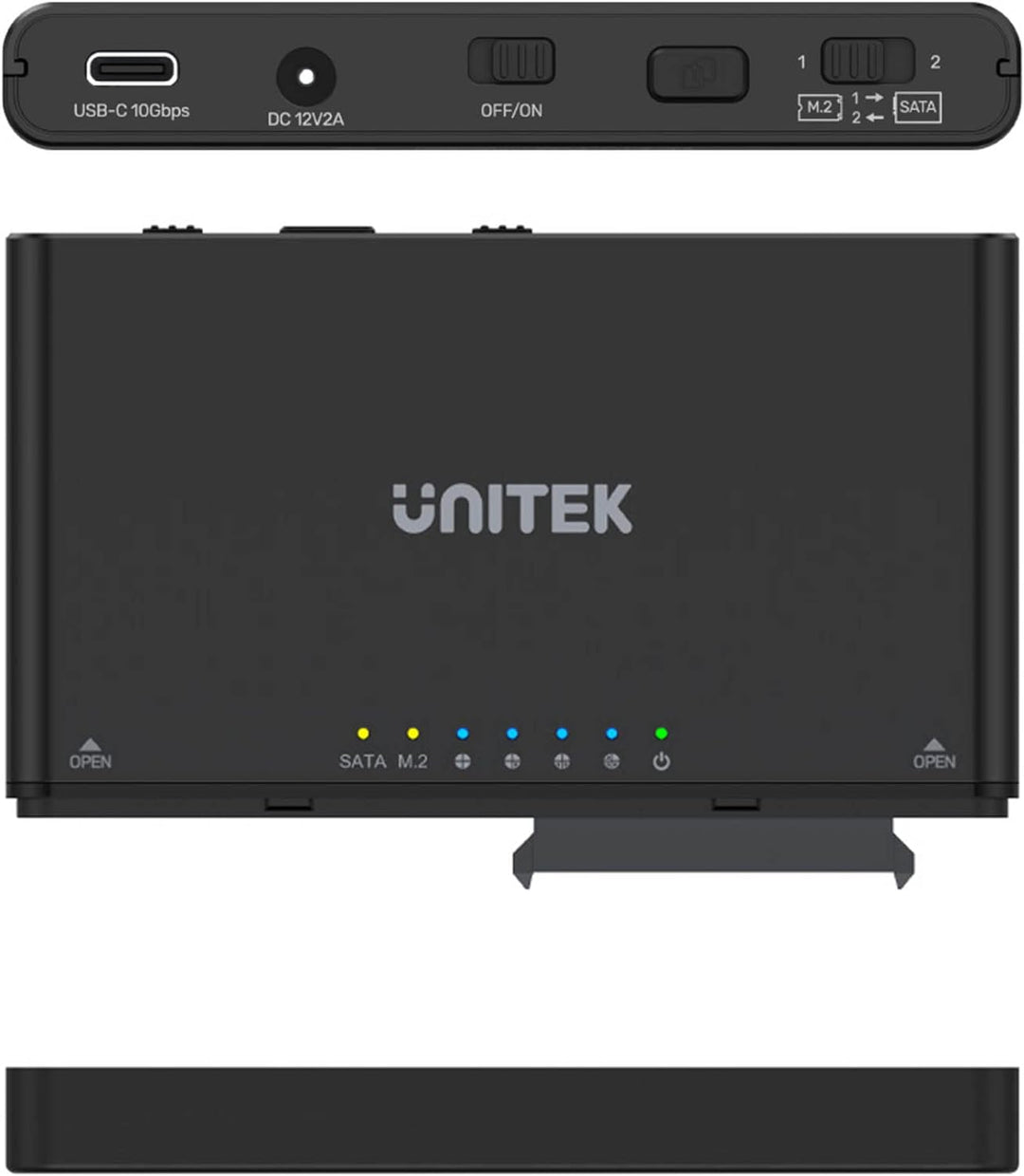Unitek S1222A SolidForce+ USB-C zu PCIe/NVMe M.2 SSD-Gehäuse Plus SATA III Adapter mit Offline Clone