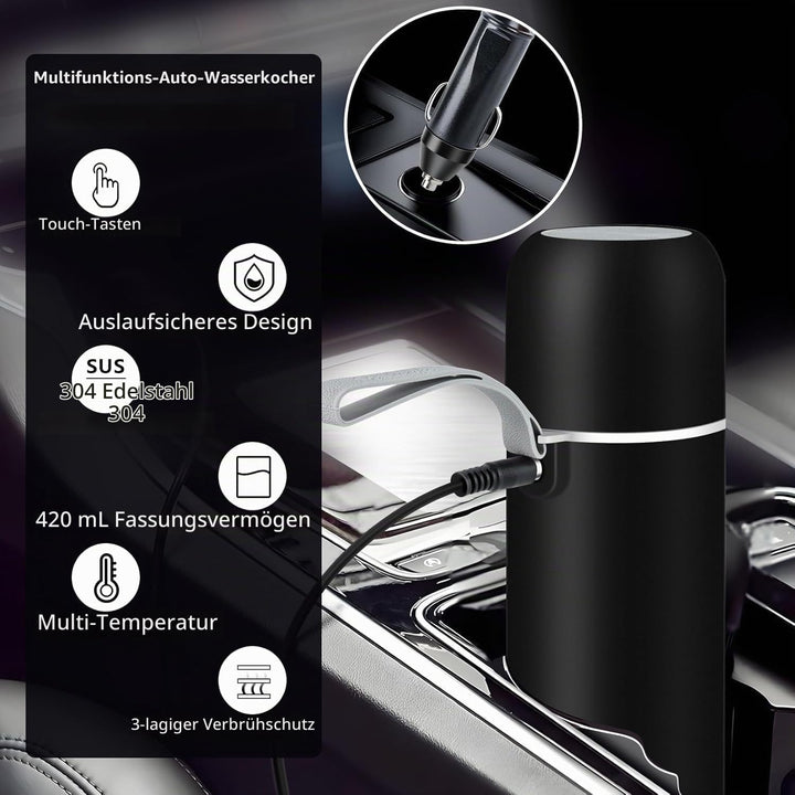 Wasserkocher für Auto, 12V 24V Wasserkocher Cup für LKW Taxi, 420ml Tragbarer Schneller Fläschchenwä