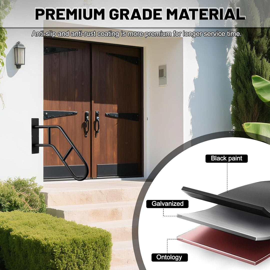 Opaltool Treppe Handläufe, Edelstahl Treppengeländer Handlauf mit Beschlägen für 1-3 Stufen, Hochbel