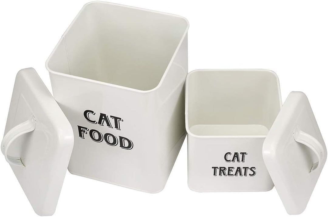 Pethiy Katzenfutter und Katzenleckerli behälter Set mit Schaufel –Beschichteter Kohlenstoffstahl – d