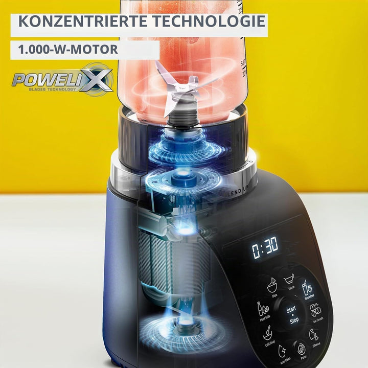 Moulinex Blend Up, leistungsstarker Mini-Standmixer, 1000 W, 8 automatische Programme, LM19H4F0 Crus