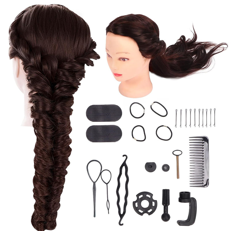 Serlium Ausbildung Silikon Kopf mit Haar,DIY perückenkopf Frisurenkopf Friseur Styling Training Flec