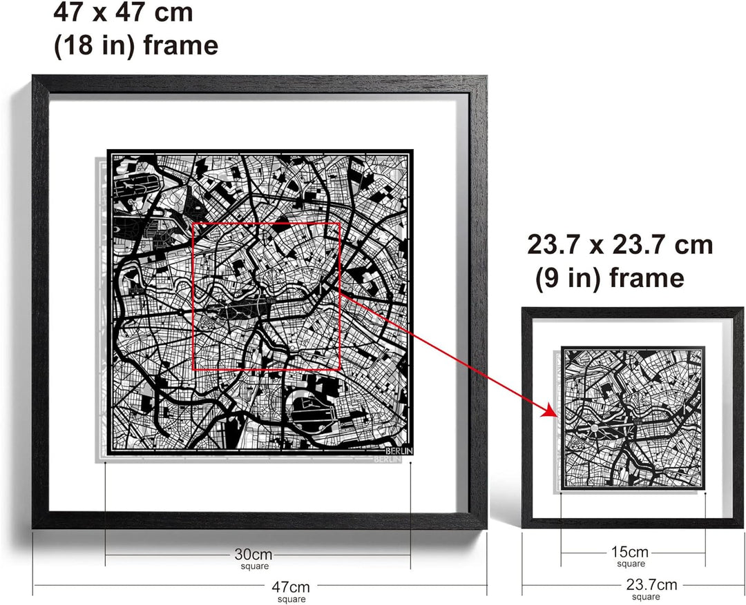 O3 DESIGN STUDIO - Marco de Papel para mapas, 22,8 x 22,8 cm, en Caja de Regalo, Fondo, autocambiant