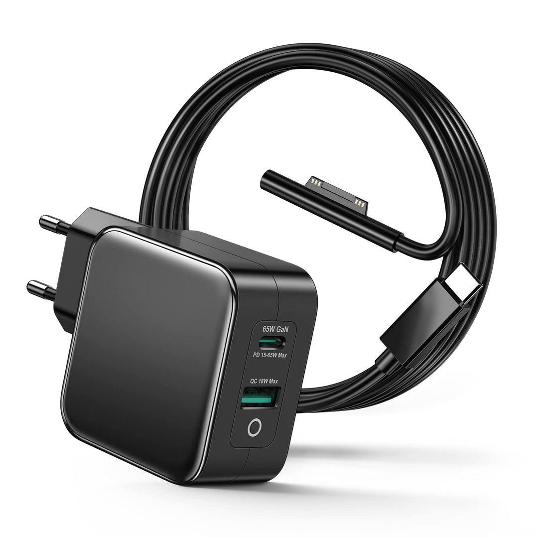 USB C Ladegerät 65 W mit Surface Ladekabel GaN Ladegerät mit Microsoft Ladekabel Kompatibel mit Pro