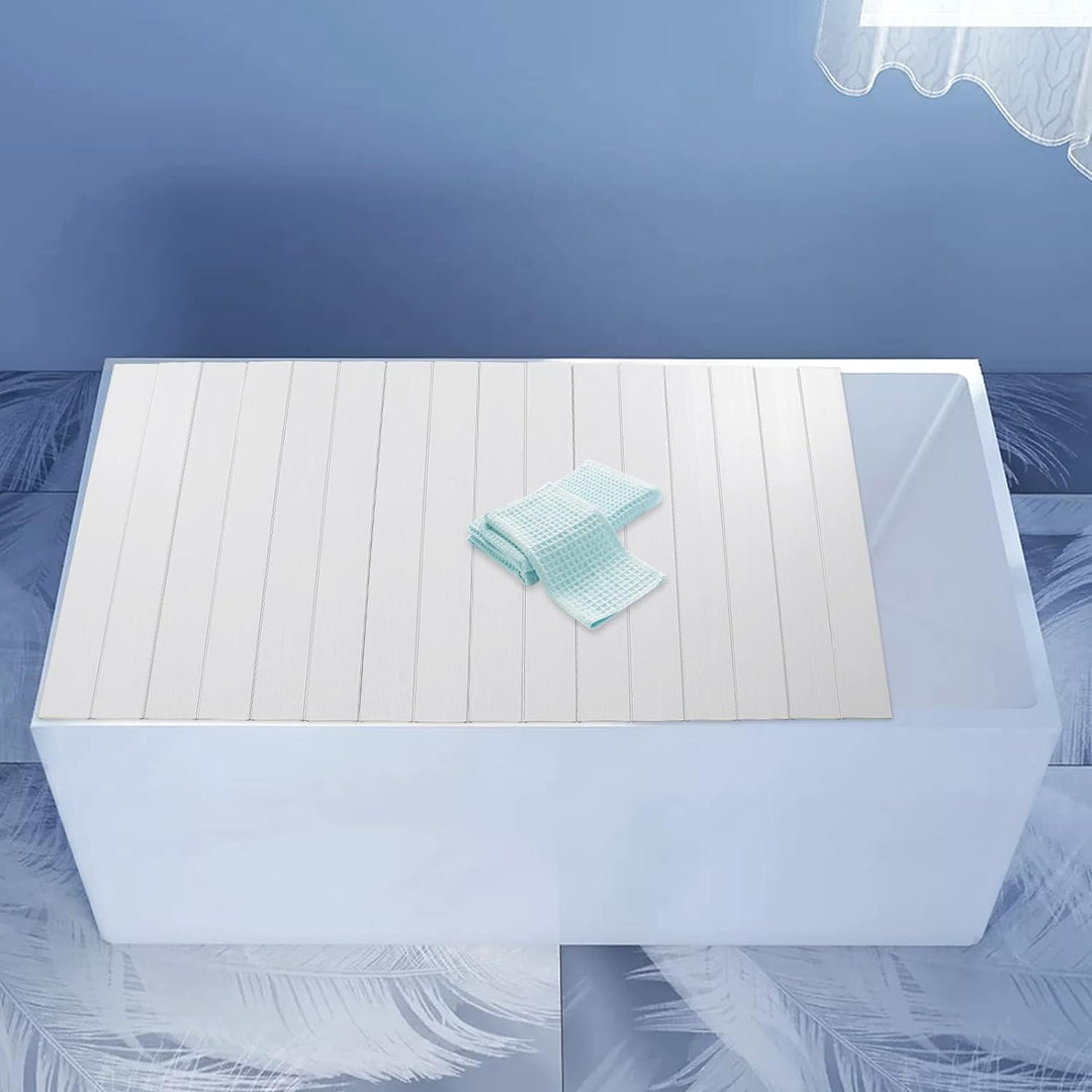 Badewannenablage | Badewannenbretter | Badewanne Abdeckung | Faltbare Badewanne Brett | PVC | Weiss