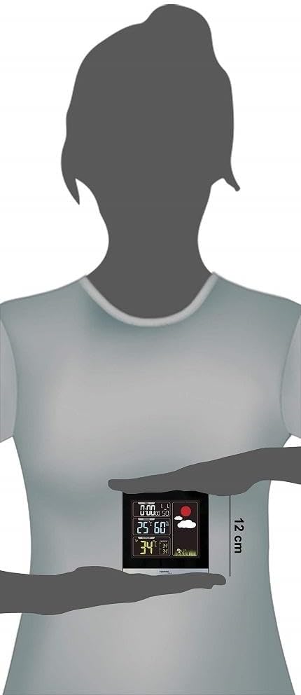 WS6448 Wetterstation mit farbigem Display, klar und deutlich abzulesen, modernes Gehäuse, schwarz, W