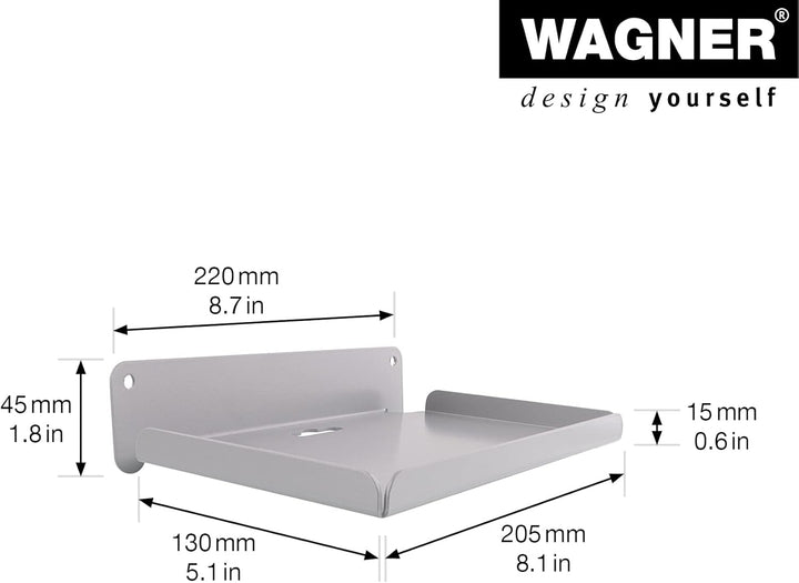 WAGNER - hooks4tools - Gerätehalter ABLAGE - 220 x 130 x 45 mm, Stahl beschichtetet Ral 9006, für Br