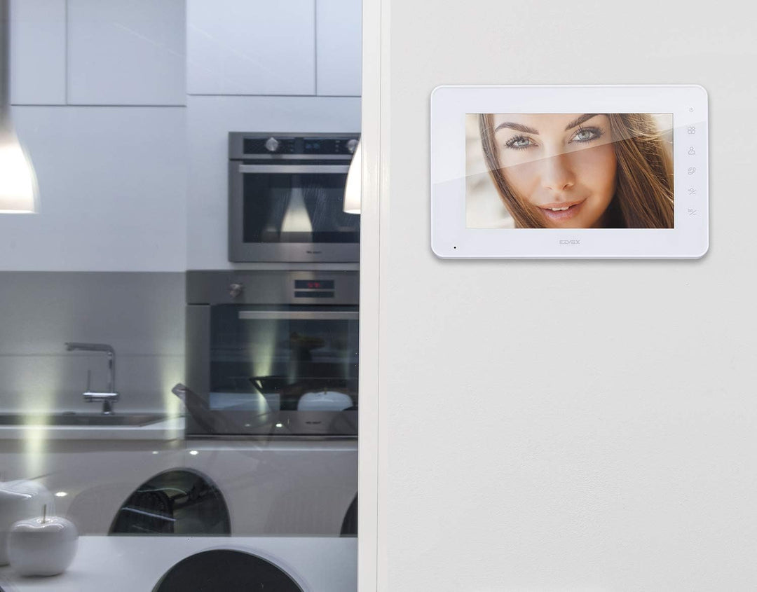 VIMAR K40911 Videosprechenalagen-Set enthält Freisprech-Videohaustelefon LCD 7in, 2-Taste Klingeltab