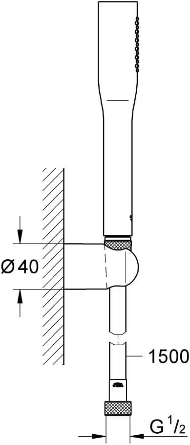 GROHE Vitalio Get - Handbrause (wassersparend, 1 Strahlart, mit Wandbrausehalter, Antikalk-System),