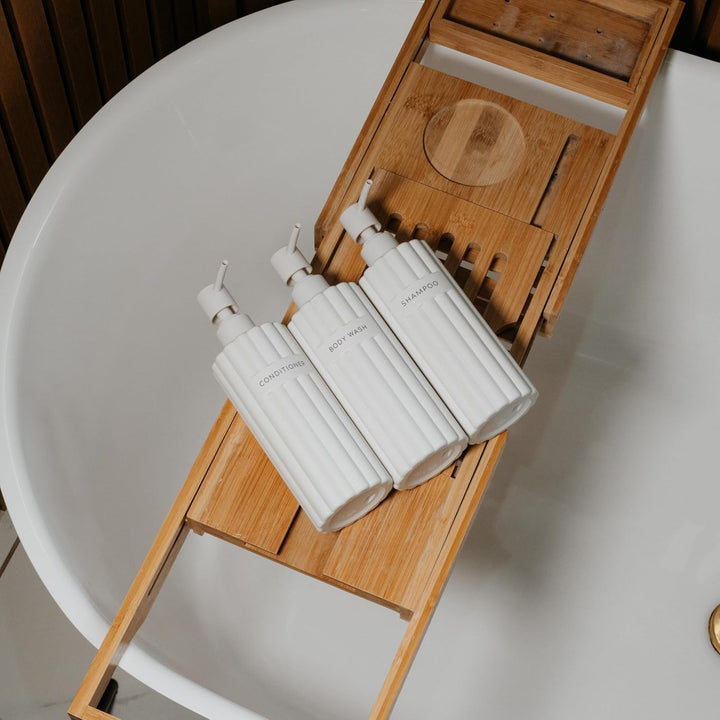 Stilvoller Shampoo- und Spülungsspender-Set mit 3 Stück – Moderne Duschseifenflaschen mit Pumpe und