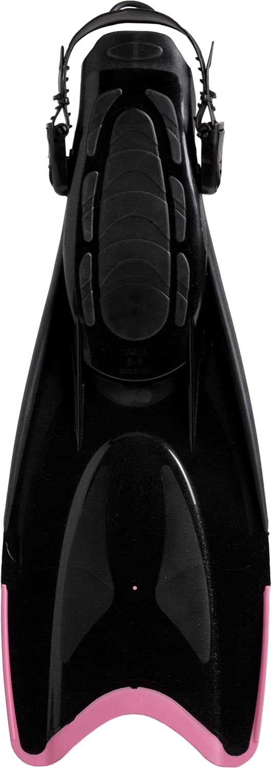 Cressi Palau Saf Fins Einstellbare Kurze Flossen zum Schwimmen und Schnorcheln Schwarz/Rosa Lange Fl