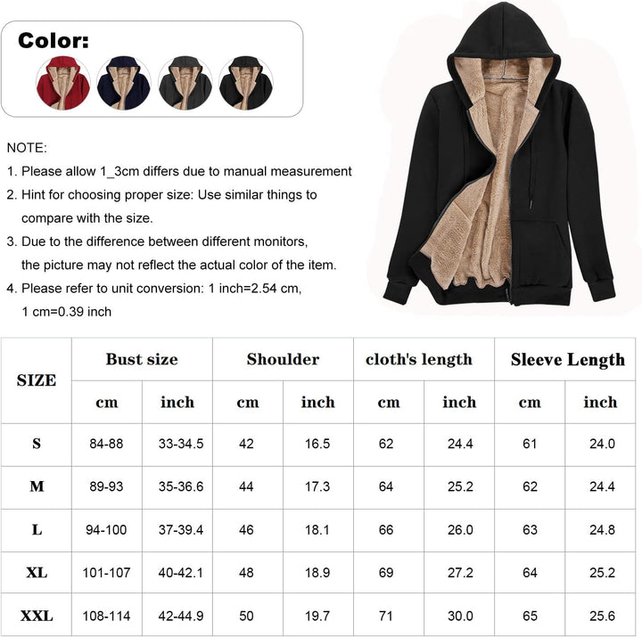 Niwicee Damen Kapuzenpullover mit Reissverschluss Winter Plus Fleecepullover Langarm Kapuzenjacke Sw