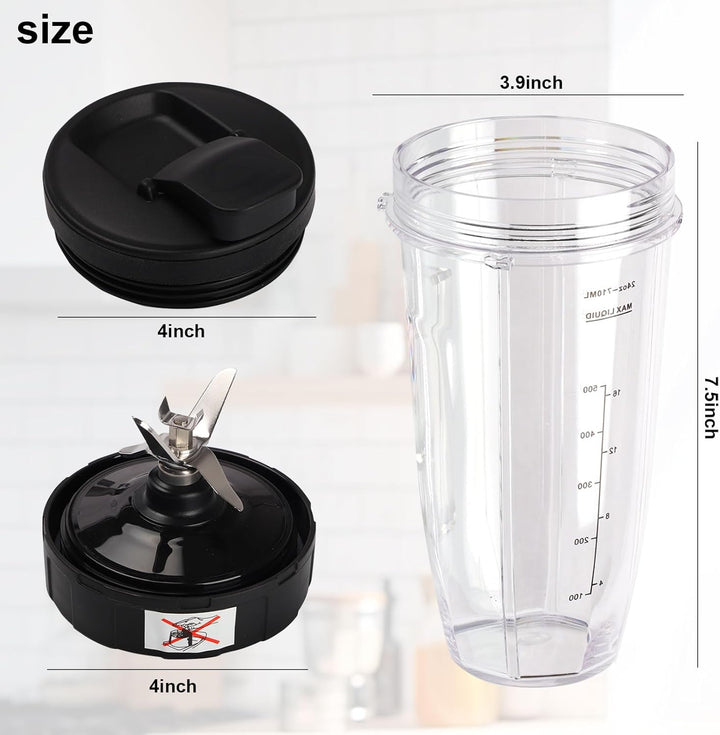 2 StüCk Mixer Becher Mit Deckel, Smoothie Flasche Glas 24Oz Becher Mit Einem Tragbaren Deckel Ersatz