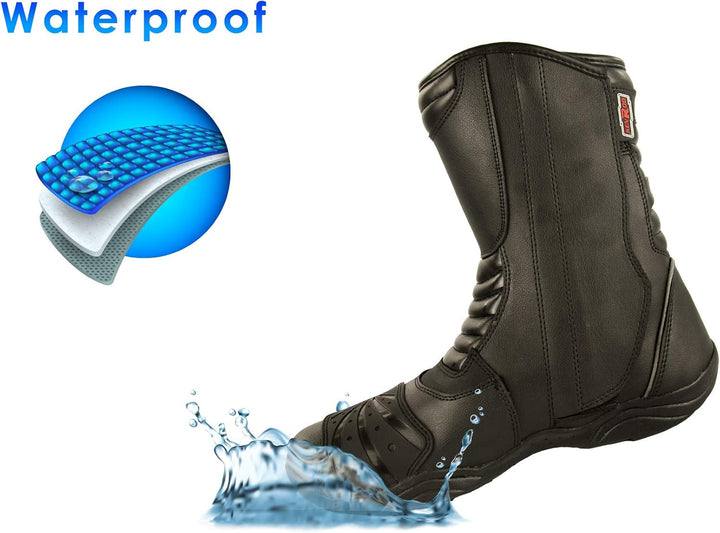 Zerimar Motorrad Lederstiefel - Stiefel Motorrad Leder - MotorradSchuhe Leder - Motorradstiefel - Mo