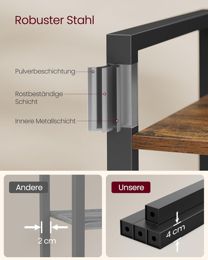 VASAGLE Regal mit 4 Ebenen, Bücherregal, Aufbewahrungsschrank, für Büro, Wohnzimmer, Schlafzimmer, 3