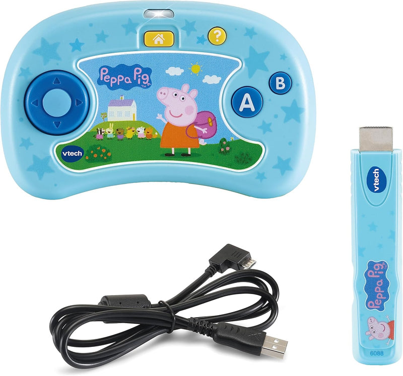 VTech ABC Smile TV - Peppa Pig Lernkonsole – Kabellose Spielkonsole mit HDMI-Stick für den Fernseher