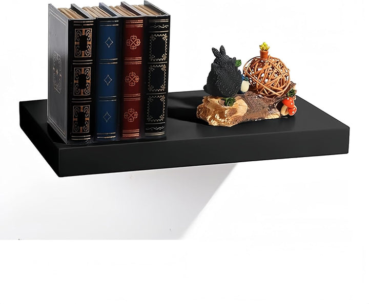 EUGAD Wandregal Schwarz, Schweberegal für Wohnzimmer Bücher/CD/DVD aufstellen, Wandregal klein, 25cm