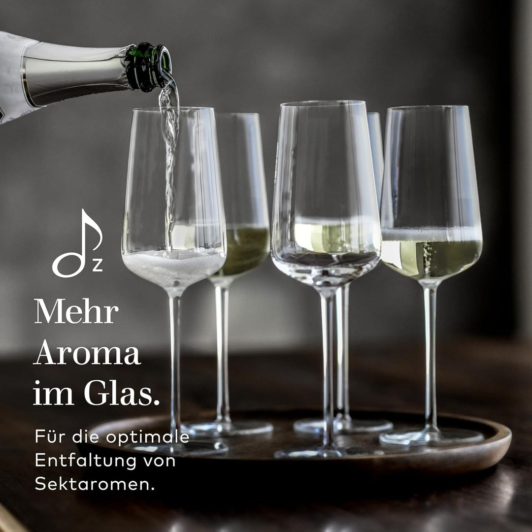 Zwiesel Glas Champagnerglas Vervino (2-er Set), edle Sektgläser mit Moussierpunkt, spülmaschinenfest