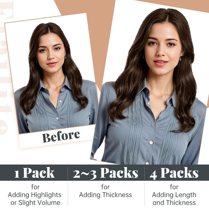 Elailite Tape Extensions Echthaar #04 Schokobraun, 20 Stück/Packung Real Human Hair, 40cm Haarverlän