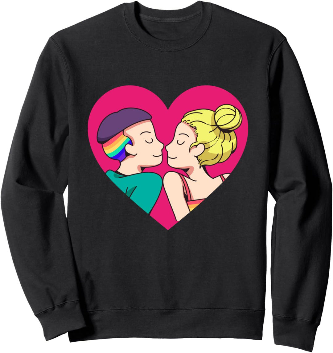 Lesbisches Liebespaar LGBT Pride Fahne Liebe Herz Outfits Sweatshirt