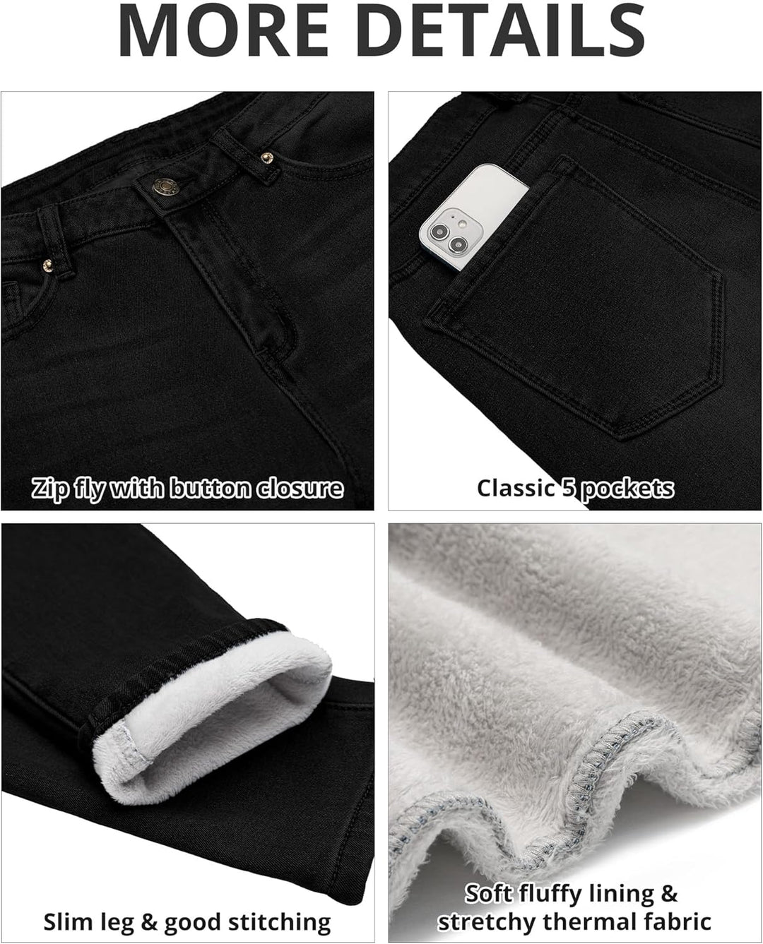 Roskiky Skinny Jeans Damen High Waist Thermo Jeans Damen Winter Gefütter Thermo Jeans Leggings Damen