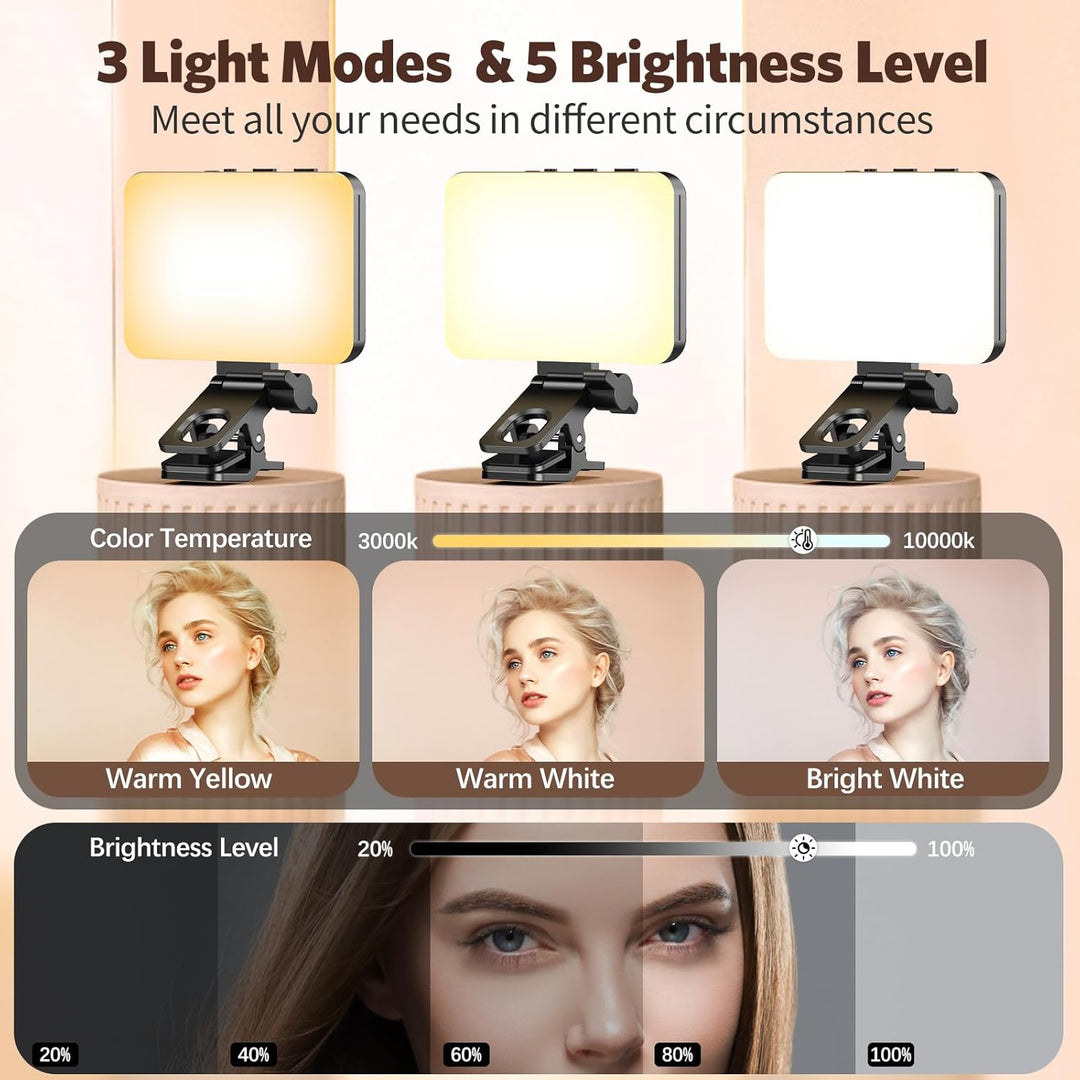 Selfie Licht Handy, 3000-10000K 3 Lichtmodi Handylicht, 2000Mah Eingebauten Akkus, CRI 95+, Selfie L