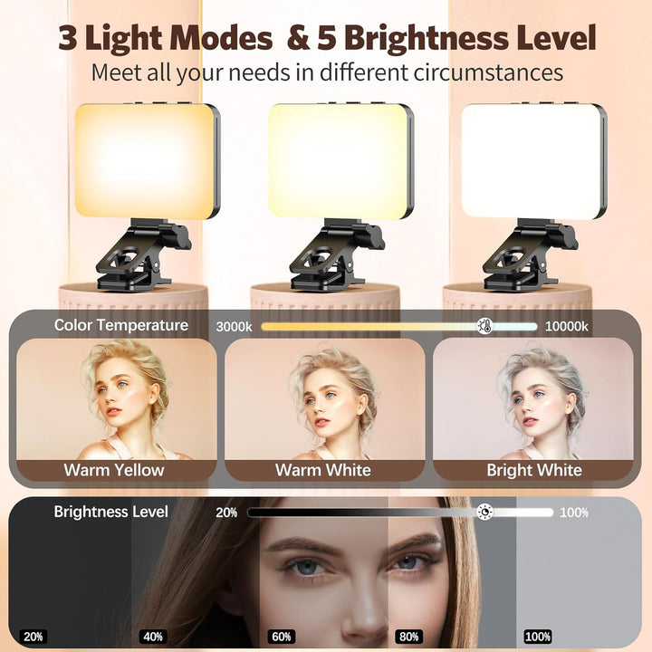 Selfie Licht Handy, 3000-10000K 3 Lichtmodi Handylicht, 2000Mah Eingebauten Akkus, CRI 95+, Selfie L