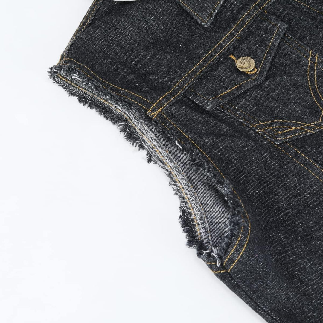 YOUTHUP Weste Herren Denim Weste mit Kappe Regular Fit Zerrissen Jeansweste Ärmellose Freizeitweste