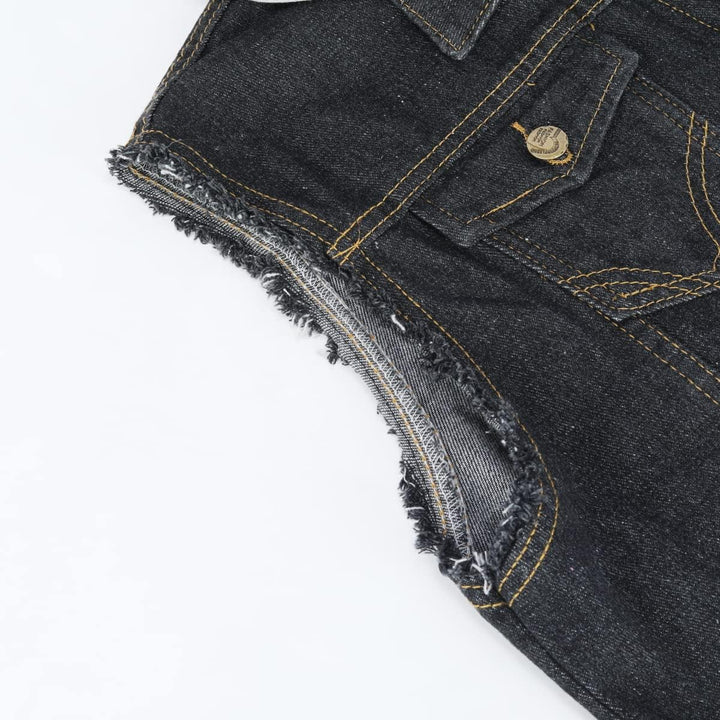 YOUTHUP Weste Herren Denim Weste mit Kappe Regular Fit Zerrissen Jeansweste Ärmellose Freizeitweste