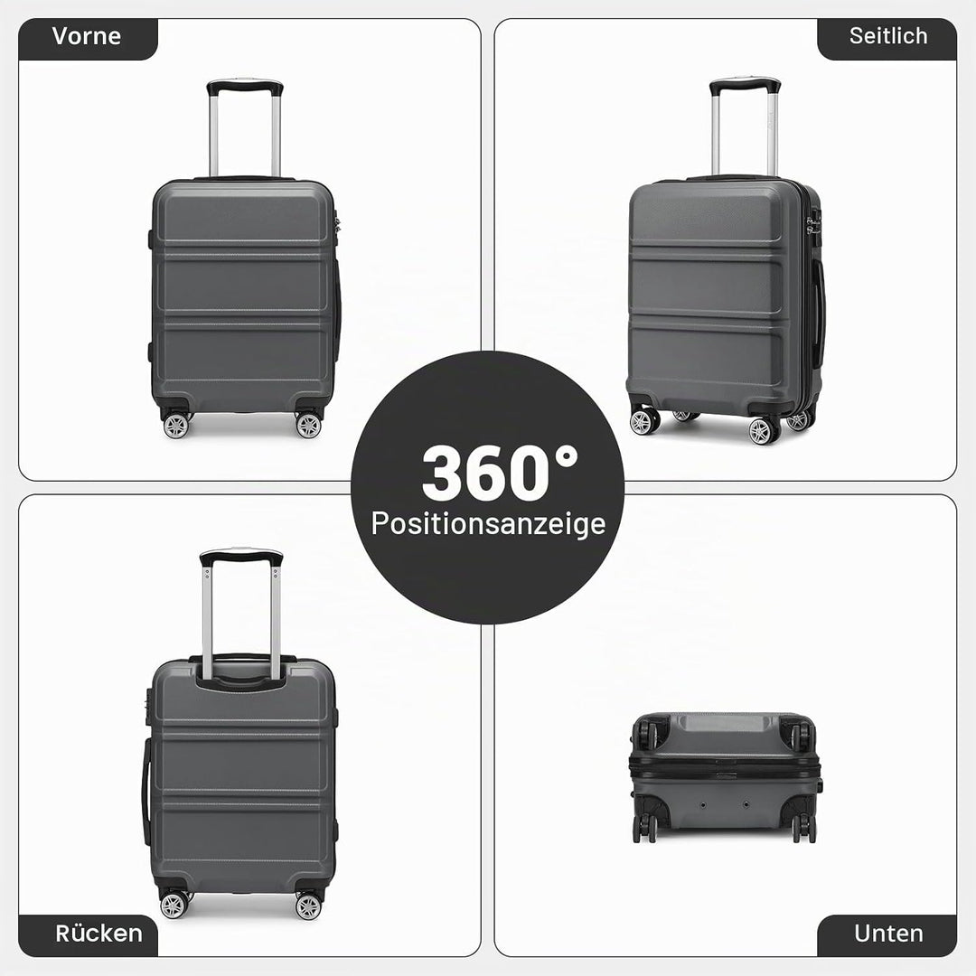 KONO Handgepäck Koffer ABS+PC Hartschalenkoffer, Kabinenkoffer 52x38x21 cm für Lufthansa & Eurowings