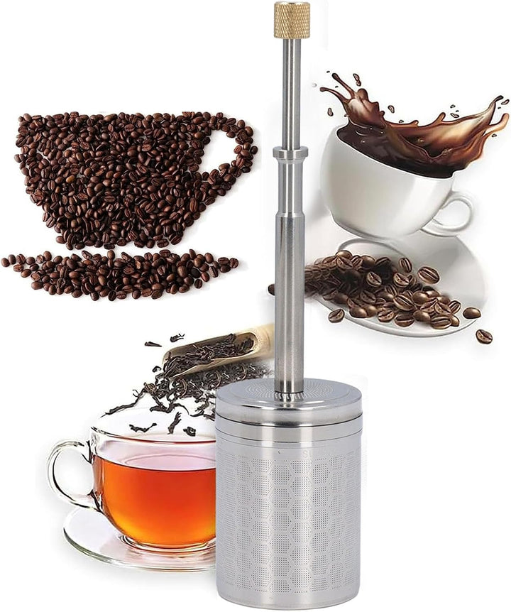 CDQL Kaffee- und Teebereiter, Press-Kaffee-Ei, Tragbare Micro-French-Press aus Edelstahl, Wiederverw