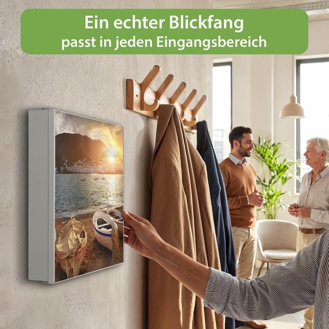 banjado Grosser Schlüsselkasten Glas - Schlüsselbox 30x30cm mit 50 Haken - Schlüsselkasten modern fü