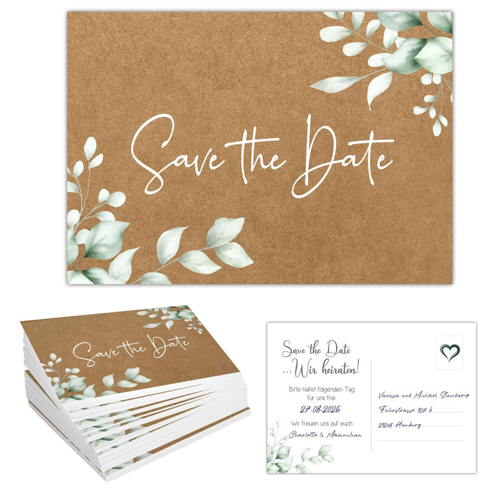 40 Save the Date Karten im Set I Elegante Postkarten für die Hochzeit I Hochwertige Hochzeitseinladu