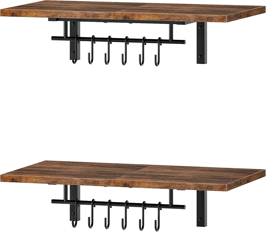 Küche Wandregale für Töpfe und Pfannen, 2er-Set, Küchenhalter Wandmontage, Pfannenhalter mit 12 Hake